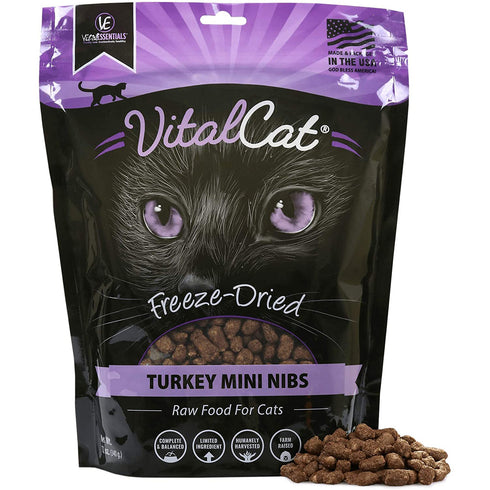 Vital Essentials Turkey Mini Nibs Freeze-Dried Grain Free Cat Food 12oz - Poudre Pet and Feed Supply